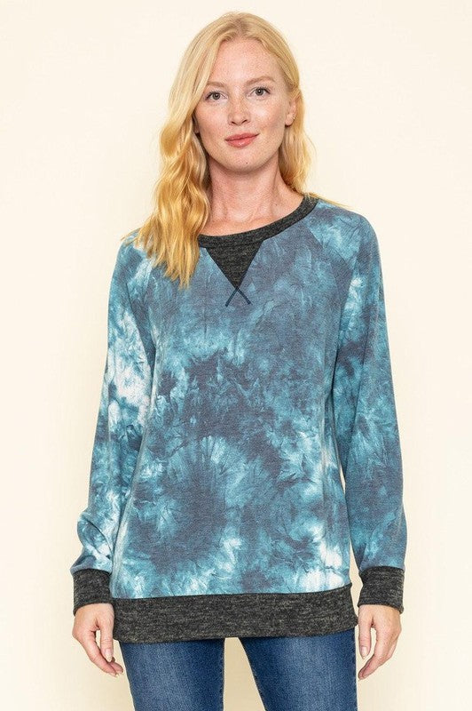 Tie Dye Raglan Two Tone Tunic