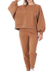 ZENANA Balloon Sleeve Sweatshirt & Sweatpants Set