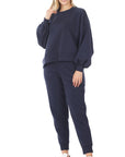 ZENANA Balloon Sleeve Sweatshirt & Sweatpants Set