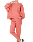 ZENANA Balloon Sleeve Sweatshirt & Sweatpants Set