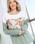 Plus Sage Floral Mixed Colorblock Top - Online Only - My Pampered Life Seattle