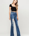 Flying Monkey High Rise Distressed Released Hem Flare Jeans