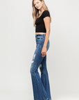 Flying Monkey High Rise Distressed Released Hem Flare Jeans