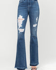 Flying Monkey High Rise Distressed Released Hem Flare Jeans