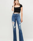 Flying Monkey High Rise Distressed Released Hem Flare Jeans