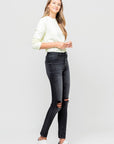 VERVET by Flying Monkey High Rise Distressed Button Fly Ankle Skinny