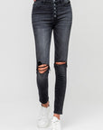 VERVET by Flying Monkey High Rise Distressed Button Fly Ankle Skinny