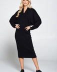 Renee C Sweater Knit Dolman Sleeve Midi Dress