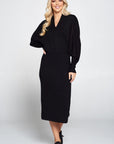 Renee C Sweater Knit Dolman Sleeve Midi Dress