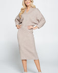 Renee C Sweater Knit Dolman Sleeve Midi Dress