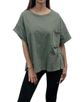 Fabina Pocket Oversized Crop Tee