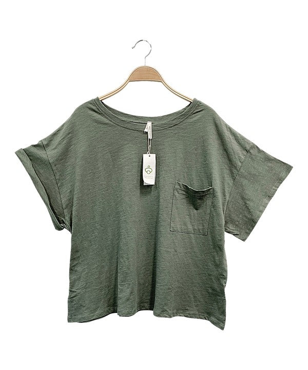 Fabina Pocket Oversized Crop Tee