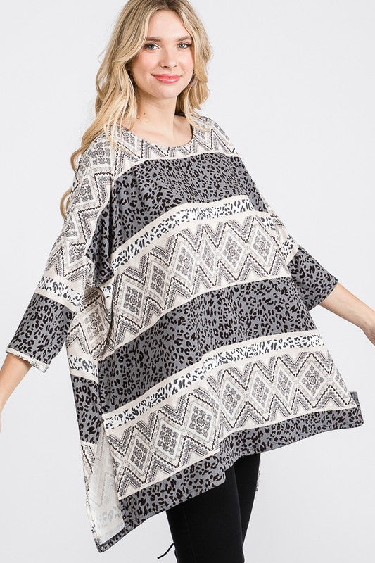 Jade By Jane Tribal Print Oversized Top