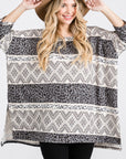 Jade By Jane Tribal Print Oversized Top