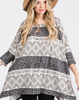 Jade By Jane Tribal Print Oversized Top