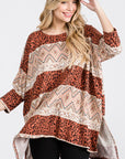 Jade By Jane Tribal Print Oversized Top