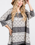 Jade By Jane Tribal Print Oversized Top