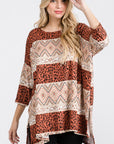 Jade By Jane Tribal Print Oversized Top