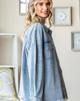 First Love Smile Face Button Down Raw Hem Denim Jacket