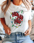 Ho Ho Ho Christmas Lights Crew Neck Tee