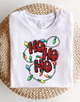 Ho Ho Ho Christmas Lights Crew Neck Tee