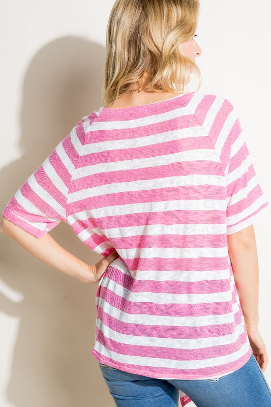 e Luna Striped Front Tie Top