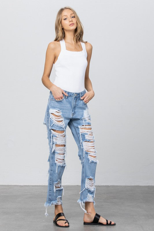 Insane Gene Heavy Destroyed Straight Jeans