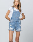 Denim Lab USA High Rise Roll Up Denim Overall Romper