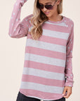 e Luna Dot Stripe Mixed Sweatshirt