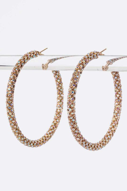 60 MM Rhinestone Wrap Around Iconic Hoop Earrings