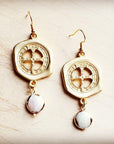 Matte Gold Earrings with Freshwater Pearl Dangle