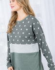 e Luna Polka Dot Colorblock Top