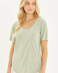 Love Tree Knit Solid Jersey Basic V-Neck T-Shirt