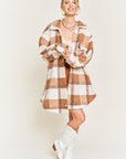 Jade By Jane Fuzzy Plaid Teddy Jacket Plus Size