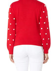 Pom Pom Crochet Polka Dot Round Neck Sweater Top