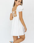 Le Lis Short Sleeve Back Tie Detail Babydoll Dress