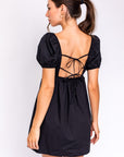 Le Lis Short Sleeve Back Tie Detail Babydoll Dress