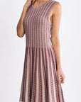 Flare Sleeveless Jacquard Sweater Knitted Dress