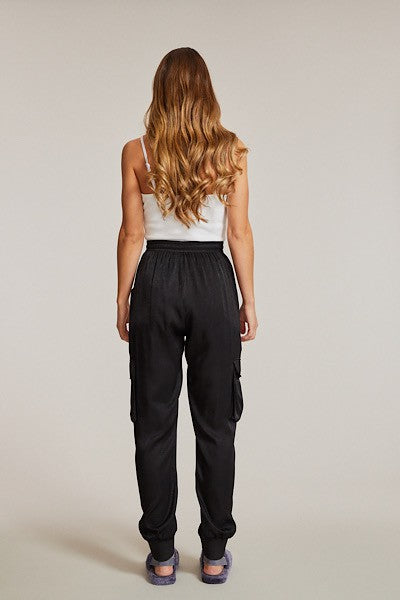 Miss Sparkling Textured Satin Cargo Pants