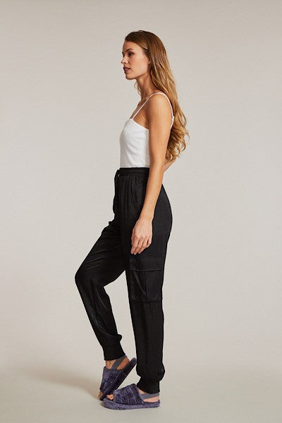 Miss Sparkling Textured Satin Cargo Pants