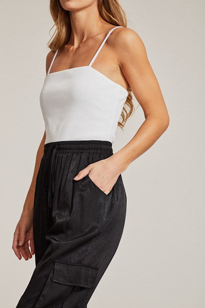Miss Sparkling Textured Satin Cargo Pants