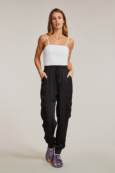 Miss Sparkling Textured Satin Cargo Pants