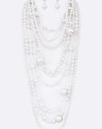 Mix Pearl Statement Layer Necklace Set