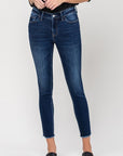 VERVET by Flying Monkey Mid Rise Raw Hem Crop Skinny in Emerson