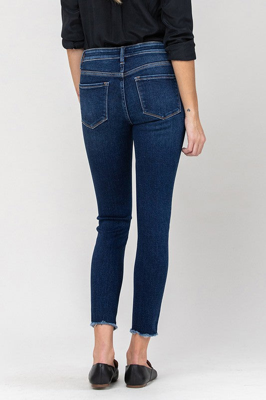 VERVET by Flying Monkey Mid Rise Raw Hem Crop Skinny in Emerson