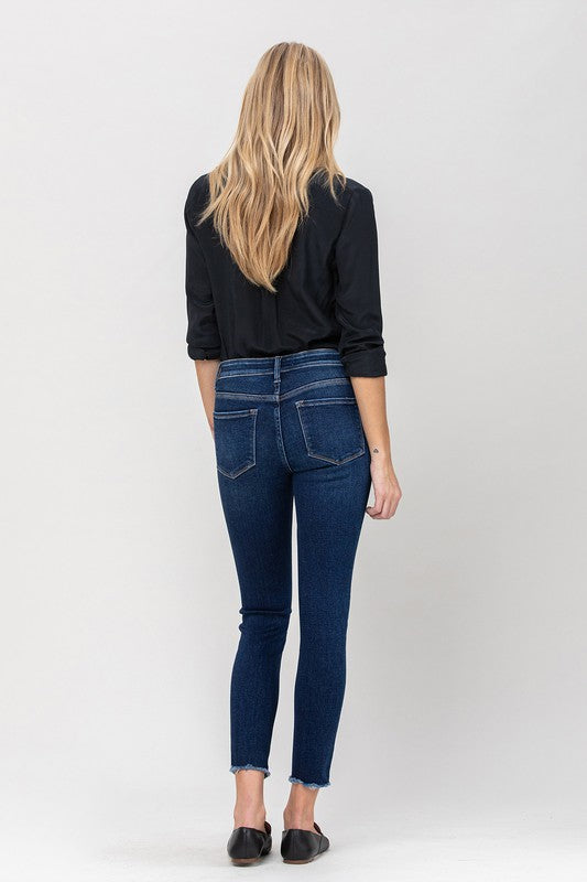 VERVET by Flying Monkey Mid Rise Raw Hem Crop Skinny in Emerson