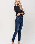 VERVET by Flying Monkey Mid Rise Raw Hem Crop Skinny in Emerson