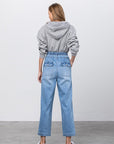 Denim Lab USA Super High Waist Drawstring Ripped Slouch Jeans