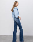 Denim Lab USA High Waist Ripped Flare Jeans