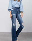 Denim Lab USA High Waist Ripped Flare Jeans